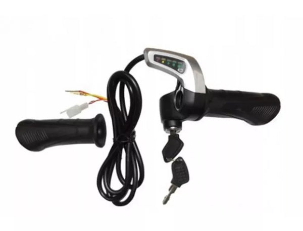 Throttle for electric vehicles 24V 36V 48V 60V with key ignition and battery gauge - Robodo