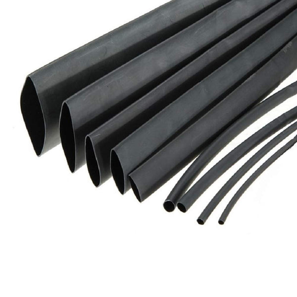 10 Meters Heat Shrink Tubes: 1 Meter each 1mm, 1.5mm, 2mm, 3mm, 4mm, 4.5mm, 5mm, 6mm, 8mm and 10mm Polyolefin 2:1 Sleeve for Wrap - (Black) - Robodo