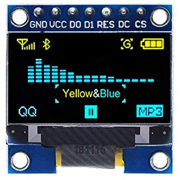 0.96″ OLED Display Module SPI I2C 128×64 7 Pin Yellow Blue.