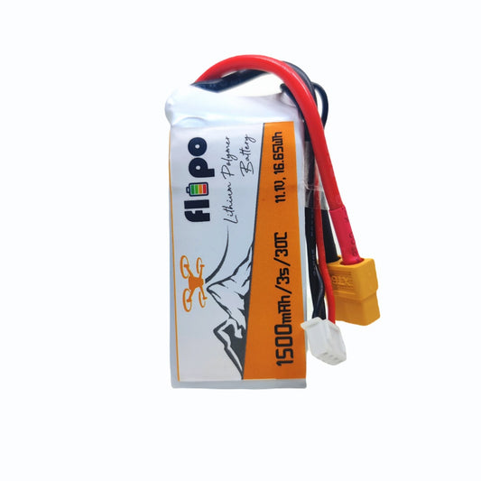 Flipo 1500mAh 3S 30C/60C (11.1V) Lithium Polymer Battery Pack LIPO.