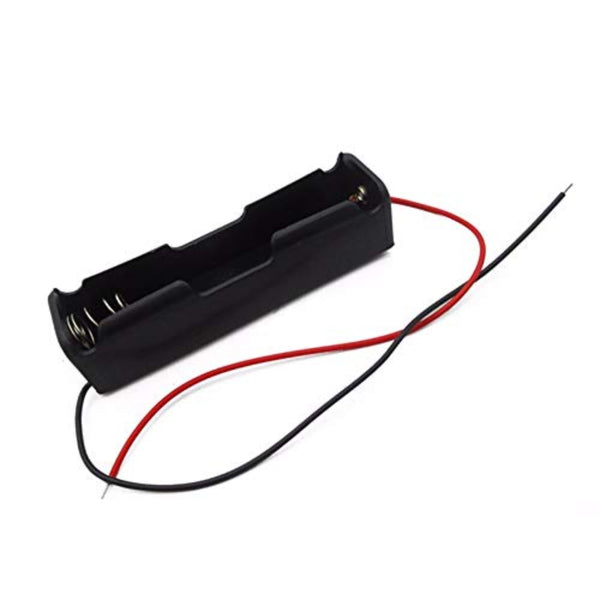 18650 Single Cell Lithium Battery Holder - for 3.7V li-ion Plastic case with Lead Wire Hard pin Spring Retention - Black (10 pcs).