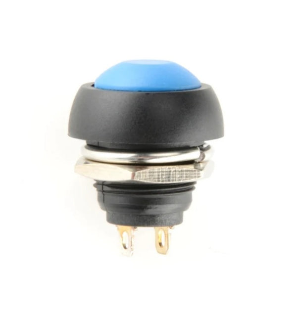 Blue Waterproof PBS-33B 12MM 2PIN Self-Reset Mini Round Push Button - Robodo
