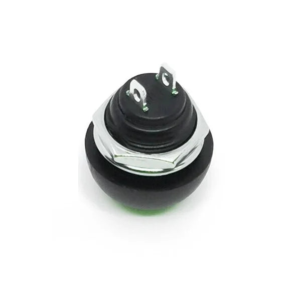 Green Waterproof PBS- 33B 12MM 2PIN Self-Reset Mini Round Push Button - Robodo