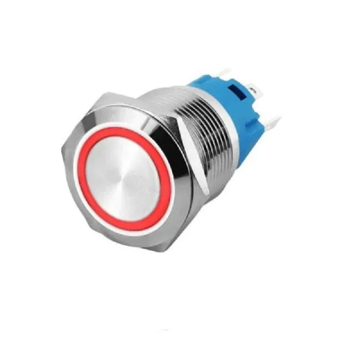 16mm metal push button waterproof LED light self-lock self-reset button 1NO1NC Orange Color - Robodo