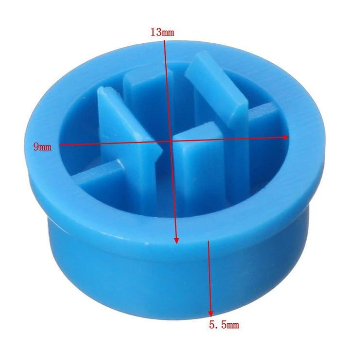 12x12x7.3 mm Round Cap for Square tactile Switch – Blue (10 Pcs.) - Robodo