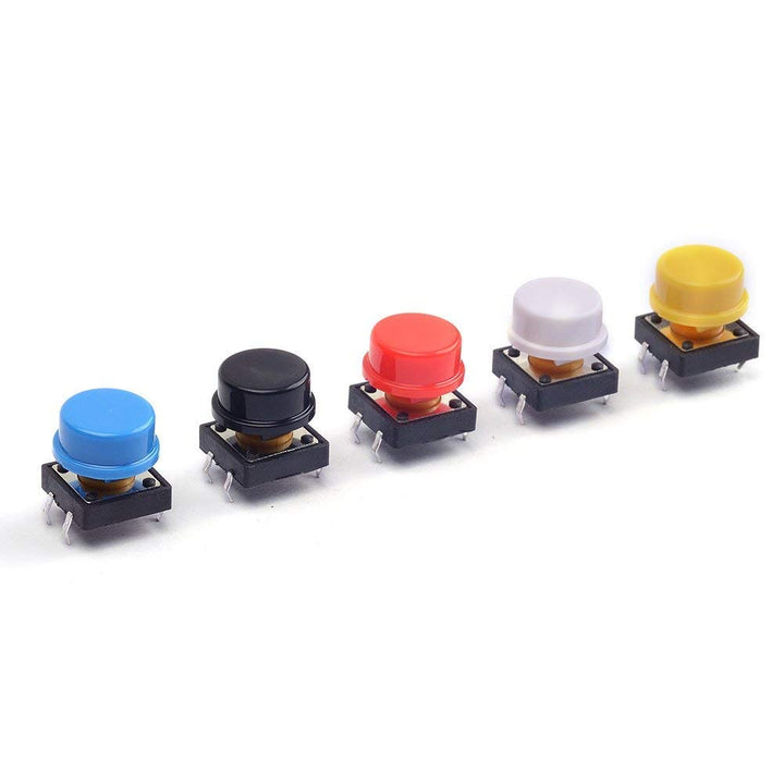 25Pcs 12x12x7.3mm Momentary Tact Tactile Push Button Switch Touch Switch Micro Switch 4 Pins SMD PCB with Cap for Arduino - Robodo
