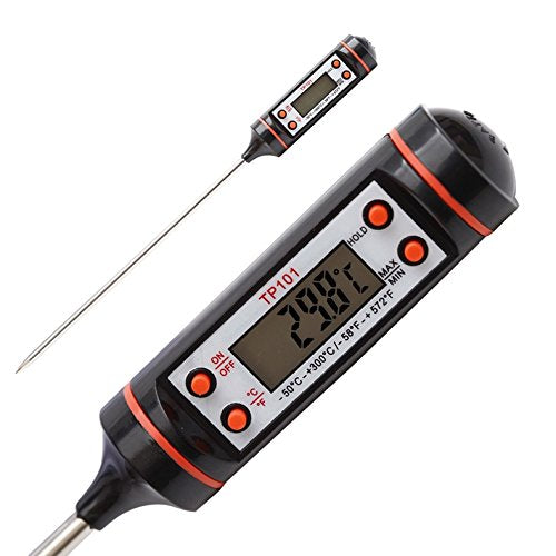 Digital LCD Cooking Food Meat Probe Kitchen Bbq Thermometer Temperature Test Pen, Black/White - Robodo