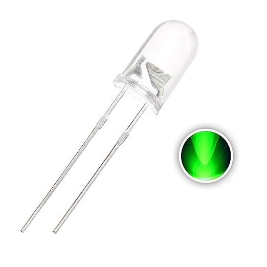 5mm Transparent Round Ultra Bright Green LED (Light Emitting Diode) - 100PCS (Green Color) - Robodo
