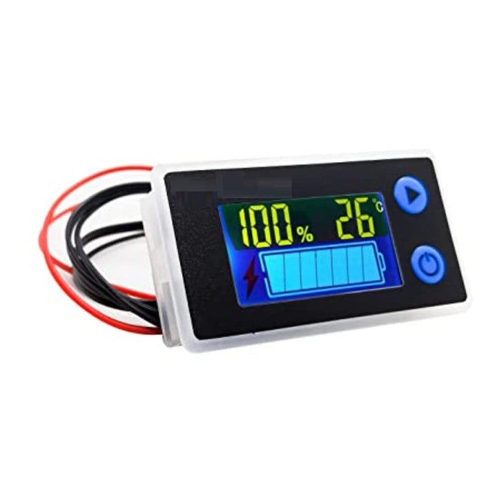 10-100V LCD Acid Lead Lithium Battery Capacity Indicator Voltmeter Monitor Display wih Built-in Temperature Sensor and Buzzer Alarm (10-100 V) - Robodo