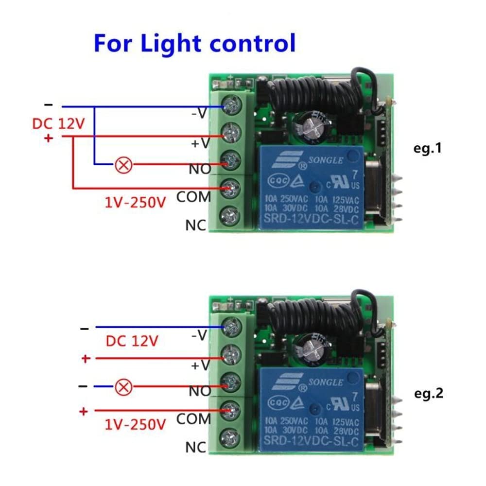 433Mhz Universal Wireless Remote Control Switch DC 12V 10A 1CH Relay ...