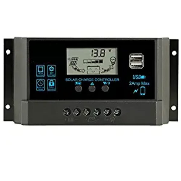 Solar Charge Controller 50A, Intelligent Battery Regulator for Solar Panel LCD Display with USB Port 12V/24V (50A) - Robodo
