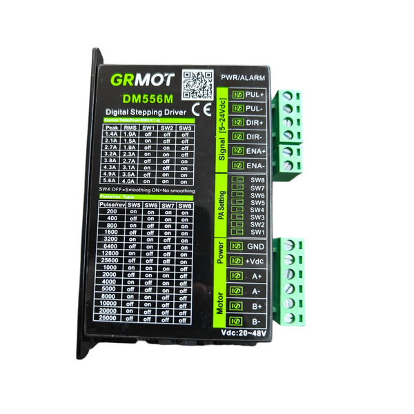 GRMOT DM556M Digital Stepper Motor Driver 2-Phase 5.6A Peak 20-48V DC 25,000 Microsteps Industrial Grade