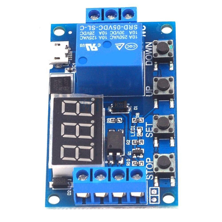 6-30V 1-Channel Power Relay Module with Adjustable Timing Cycle - Robodo