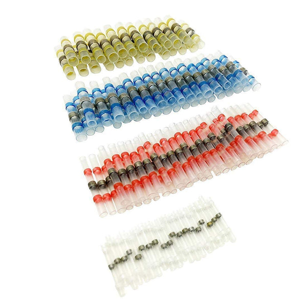 50Pcs Solder Seal Wire Connector, Solder Seal Heat Shrink Butt Connectors Terminals Electrical Waterproof Insulated Marine Automotive Copper(23Red 12Blue 10White 5Yellow) - Robodo