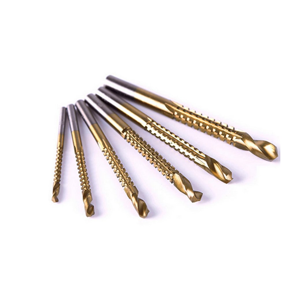 6pcs Hss Titanium Mane Drill Tap Combination Bit Tapping Deburring