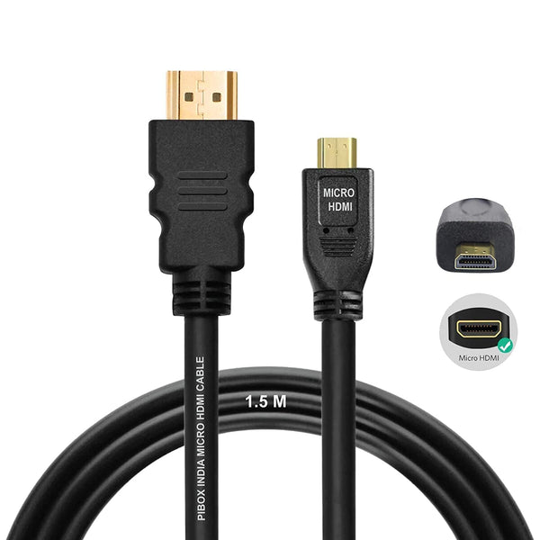 Micro HDMI to HDMI Cable, 4K 60Hz, 1.5 Meter 5 feet, Adapter Ethernet Audio Return Compatible for Raspberry Pi 4 RPI, Raspberry Pi 400, GoPro Hero 7, Sony A6000 A6300 Camera, Nikon B500 - Robodo