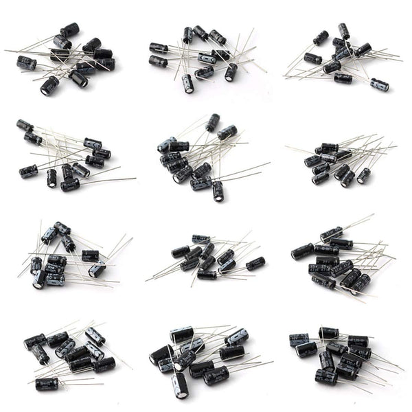 120pcs 12 values 0.22UF-470UF Aluminum electrolytic capacitor assortment kit set pack - Robodo