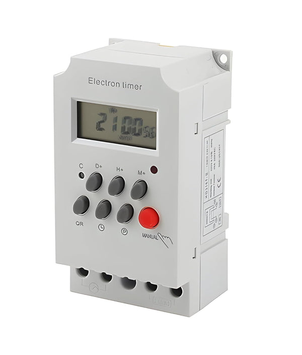 Digital Timer Switch Relay DIN Rail, Programmable Automatic On/Off (Single-Phase)