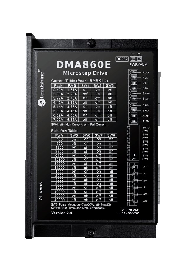 Leadshine DMA860E 7.2A Stepper Motor Driver DC 24-80V for 86/110 2-Phase Stepper