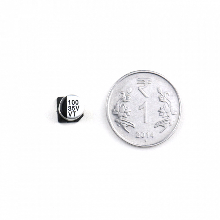 100 uF 35V Surface Mount Electrolytic Capacitor - Robodo