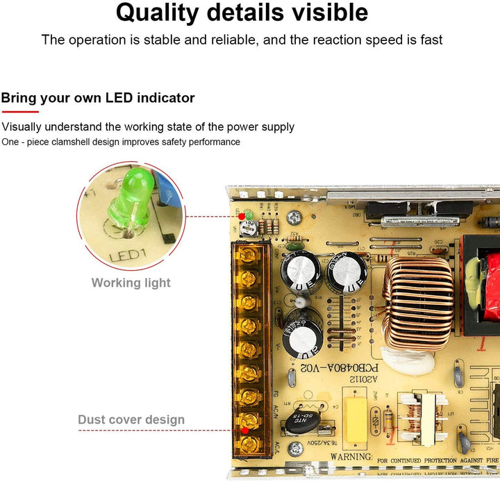 DC 36V 10A 360W Power Supply Adapter Transformer Switch AC 110V/220V to DC 36V 10amp for Power Supply Strip Light CCTV Camera Security System Computer Project - Robodo