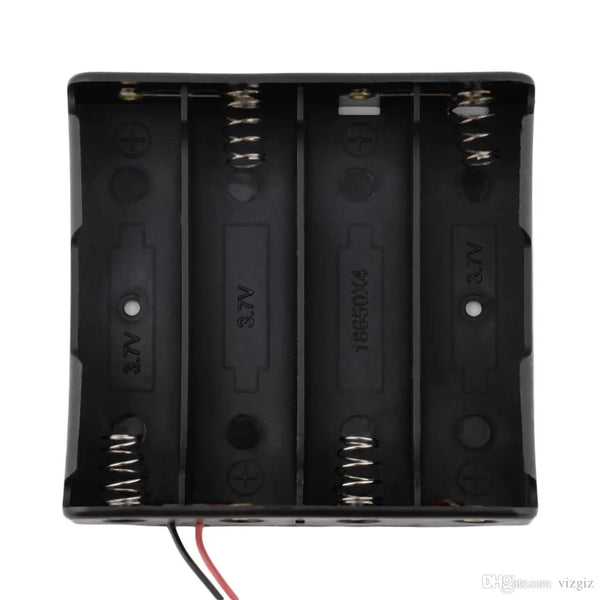 Black Plastic Storage Box Case Holder for Battery 4 x 18650 Cell Box, without Cover - Robodo
