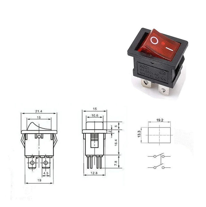 6A 250V SPDT ON-OFF Rocker Switch with Ligh | Robodo