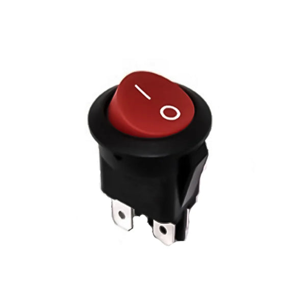 6A 250V AC DPST ON-OFF Red Round Rocker Switch - Robodo