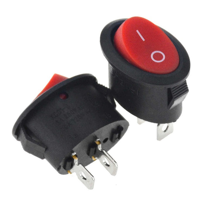 10A 250V AC SPST ON-OFF Red Oval Rocker Switch 2pcs. - Robodo