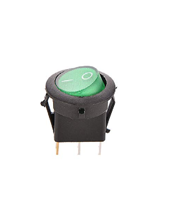 Round Rocker switch 6A 250V 2PIN Green led - Robodo