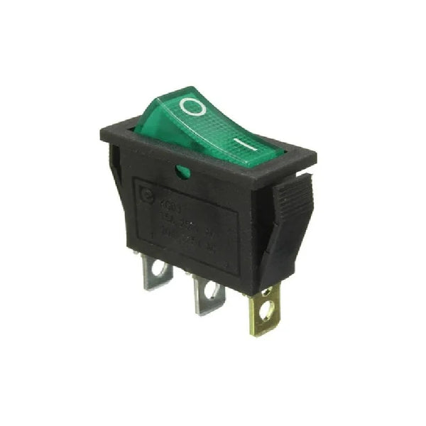 Rocker switch 16A 250V 3PIN Green led - Robodo