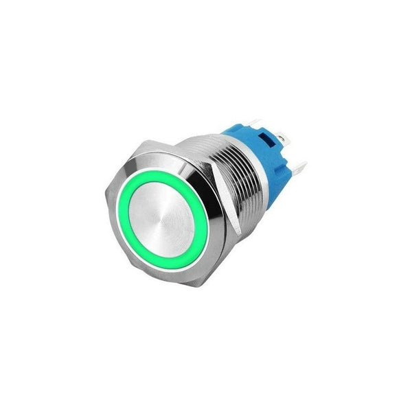 Green 22 mm 12V-24 V Momentory Metal Switch - Robodo