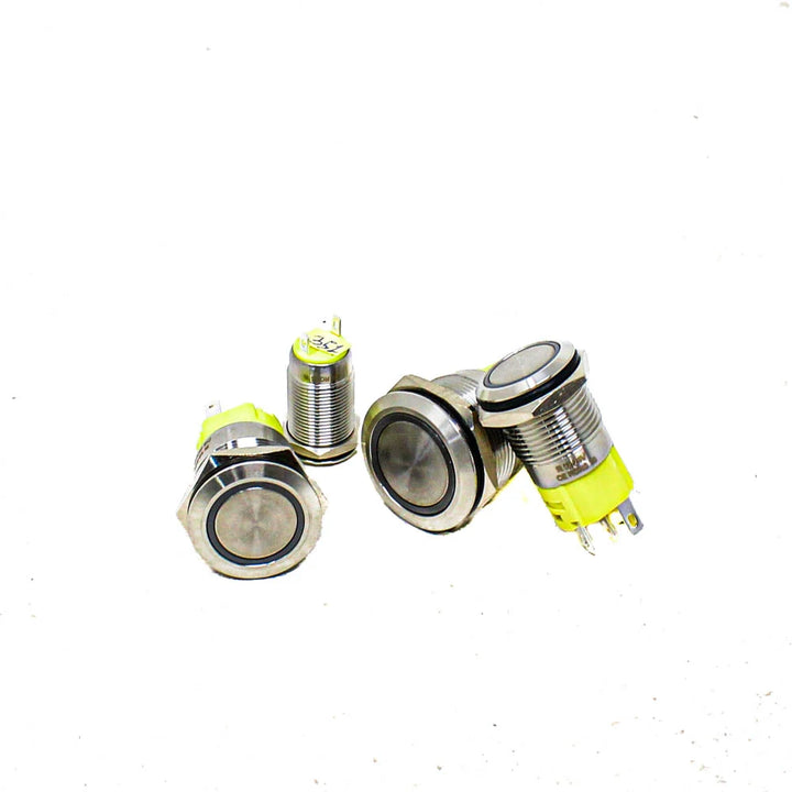 Yellow 22 mm 12V-24 V LATCHING Metal Switch - Robodo