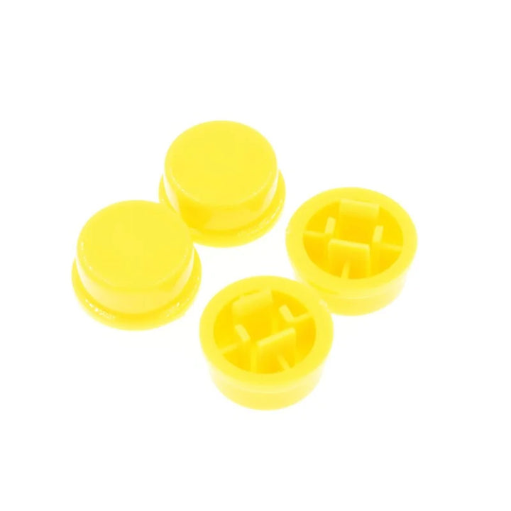 Round Cap for Momentary Tactile Push Button Switch 12x12x7.3mm Yellow (Pack of 10) - Robodo