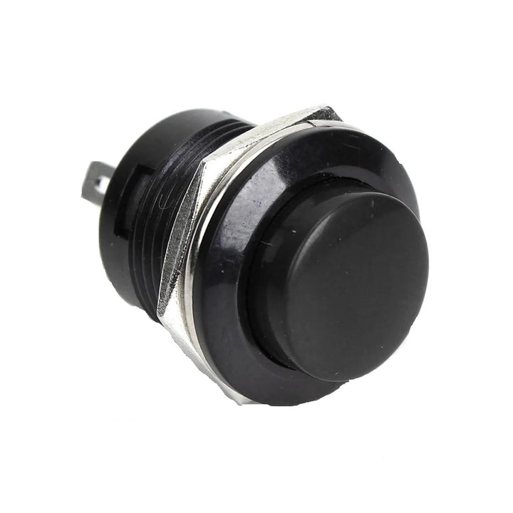 Black R13-507 16MM 2PIN Momentary Self-Reset Round Cap Push Button Switch - Robodo