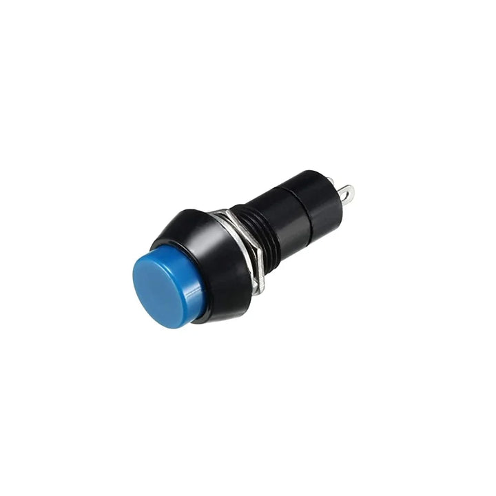 Blue PBS-11A 12MM 2PIN Self-Locking Round Plastic Push Button Switch - Robodo