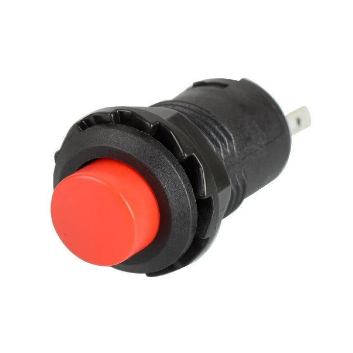 Red R13-502 12MM 2PIN Momentary Self-Reset Round Cap Push Button Switch - Robodo