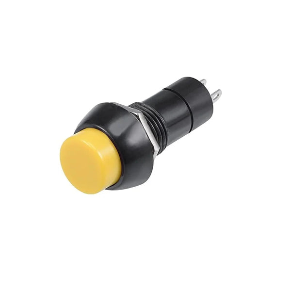 Yellow PBS-11A 12MM 2PIN Self-Locking Round Plastic Push Button Switch - Robodo