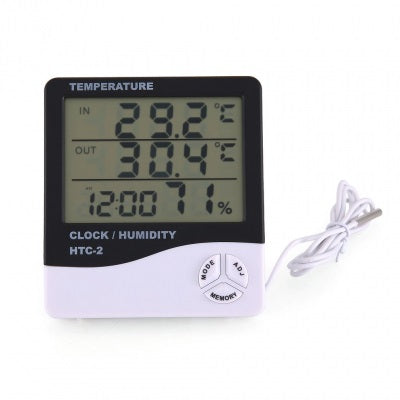 HTC-2 HTC2 Thermohygrometer Single Temperature Large Screen with Alarm Clock - Robodo