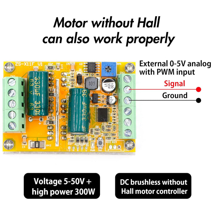 380W 6.5-50V PWM DC Brushless Electric Motor Speed Controller with Hall-Less - Robodo