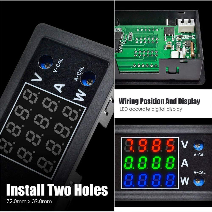 DC Watt Meter 3 in 1, 0-100V 10A 1000W Power Meter with Multi-Colour ...