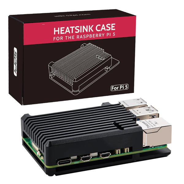 Aluminum Case Enlosure Black With Heatsink Fan For Raspberry Pi 5 - Robodo