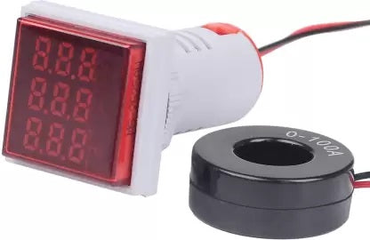 RED AC 60-500V 0-100A 20-75Hz LED Digital AC Voltmeter Ammeter Signal Lights 220V Voltage Current Hz Meter Volt Amp Tester Detector Voltmeter  (Digital) - Robodo