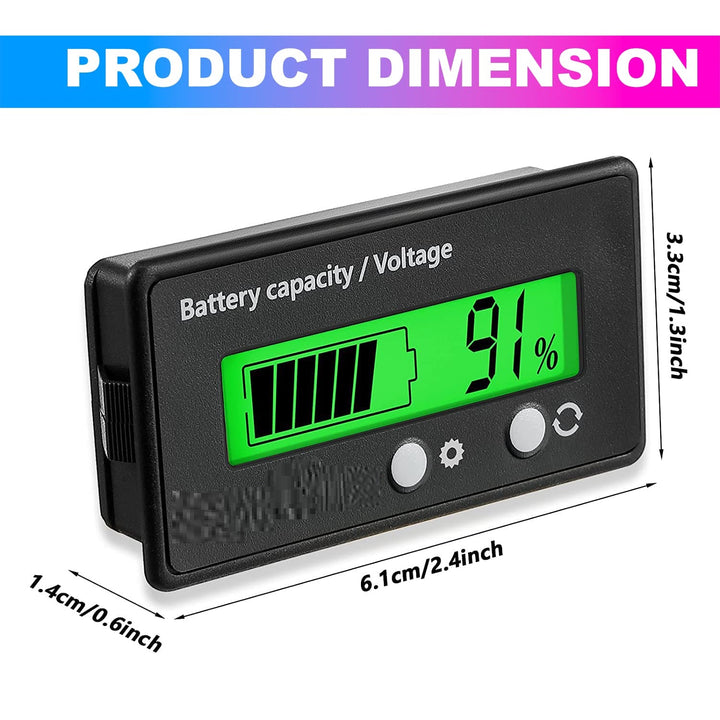 8~70V Battery Capacity Indicator for Lead Acid Battery, Check Battery Voltage and Charge Percentage of E-Rickshaw & E-Bikes, Green - Robodo