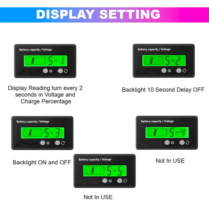 8~70V Battery Capacity Indicator for Lead Acid Battery, Check Battery Voltage and Charge Percentage of E-Rickshaw & E-Bikes, Green - Robodo