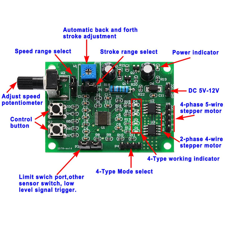 DC 4V-6V 5V 2-Phase 4-Wire Stepper Motor Driver Controller Board Mini ...