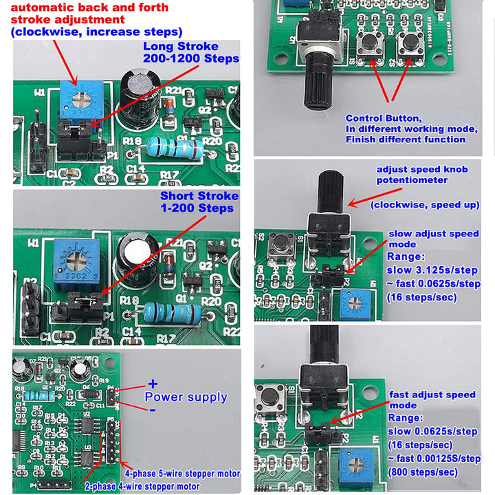 DC 4V-6V 5V 2-Phase 4-Wire Stepper Motor Driver Controller Board Mini Stepping Motor Adjustable Speed Regulator with Remote Control CW CCW Drive Module - Robodo