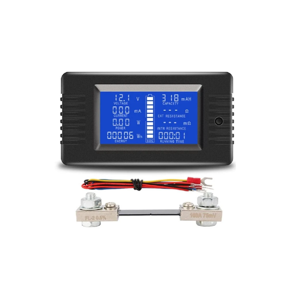 PZEM-015 Digital Battery Tester Ammeter Voltmeter Energy Meter Power Capacity Impedance Residual Electricity Tester Shunt Equipped with 100A Shut