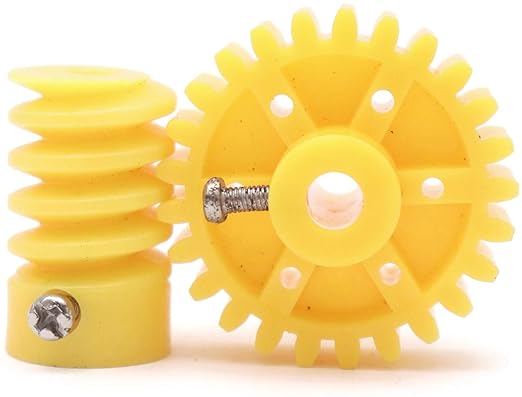 Yellow Plastic Spur And Worn Gear For DC Motor DIY Model Toys 25 Tooth + 6 TOOTH