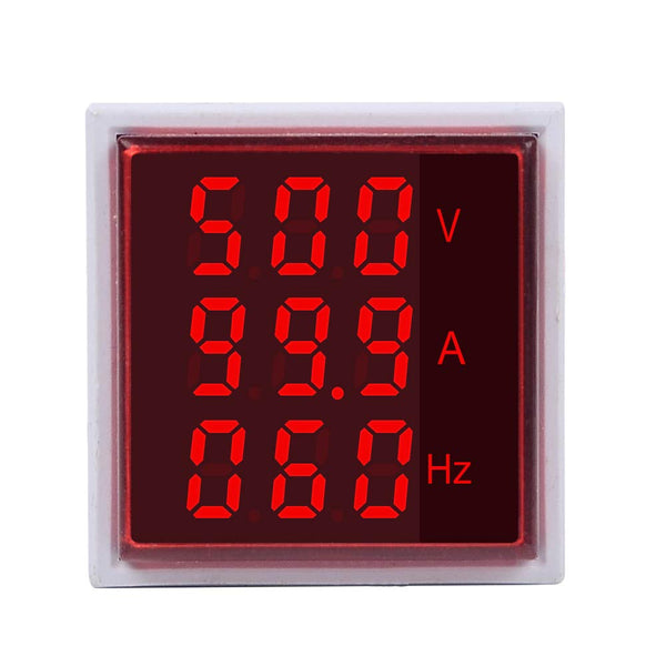 AC Voltage+Current+Frequency Meter LED Display Voltmeter-Ammeter-Hertz Range 600V, 0-100A,0-50Hz (Red)